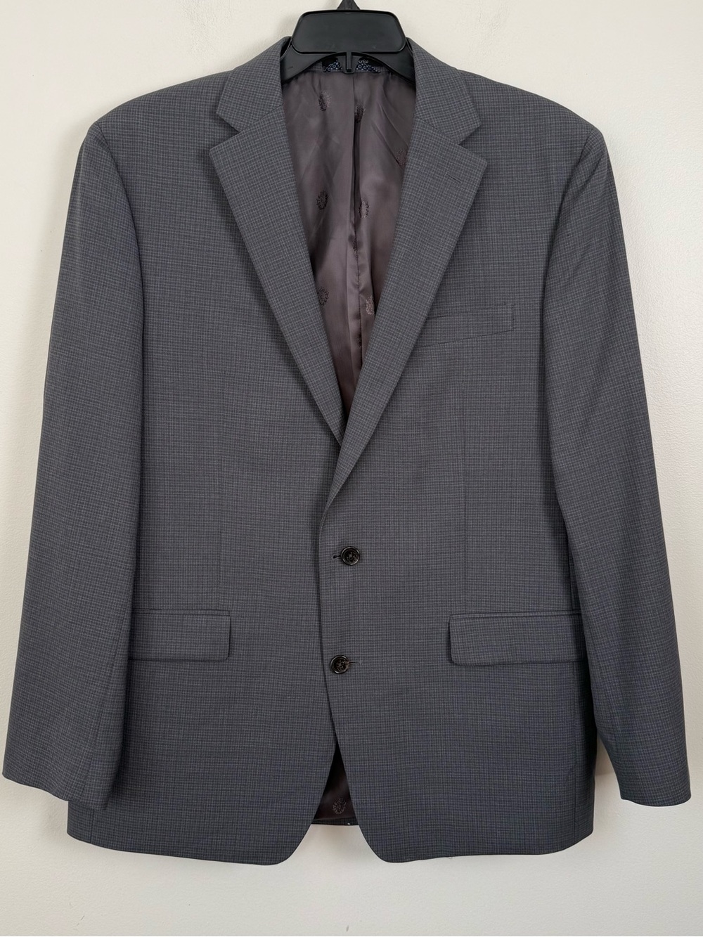 LAUREN RALPH LAUREN 70% Wool Gray Plaid Two-Button Blazer 44L